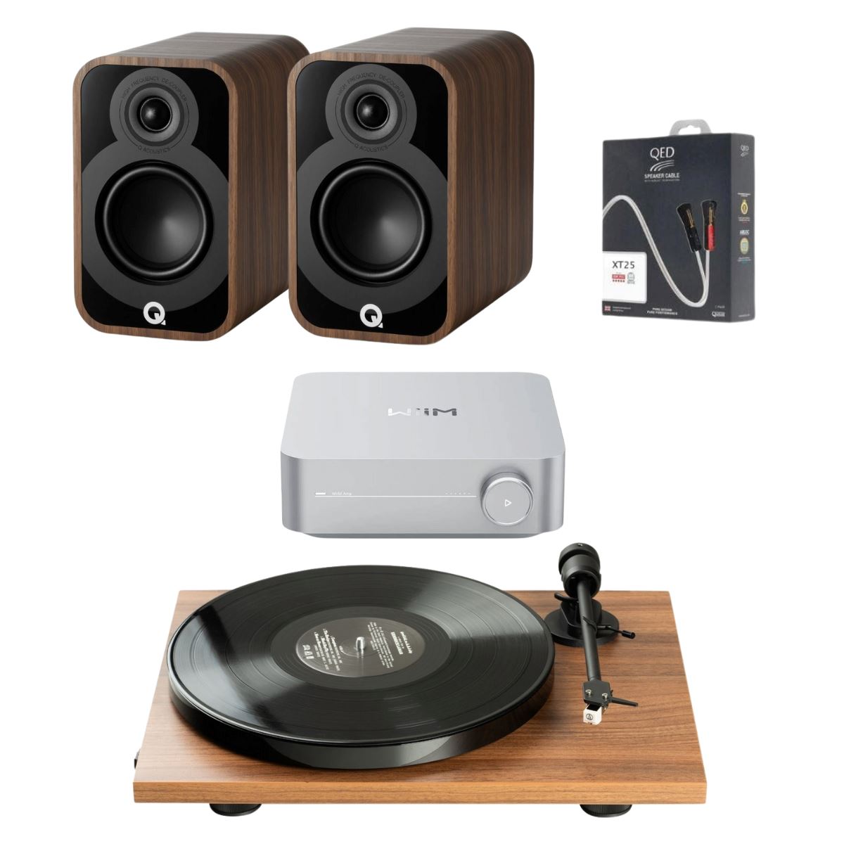 WiiM-AMP WiFi Multiroom Amplifier Pro-Ject E1 Phono & Q Acoustics 5010 Speakers Bundle - K&B Audio