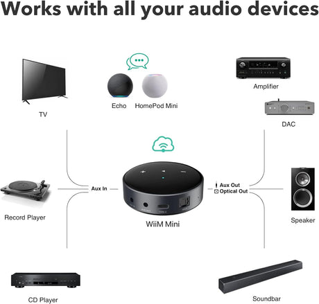 WiiM Mini WiFi Music Streamer with Multiroom, Airplay 2, Spotify Connect & Alexa - K&B Audio