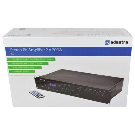 Adastra A2 2 x 200W Stereo Amplifier with FM Radio/Bluetooth & Media Player - K&B Audio