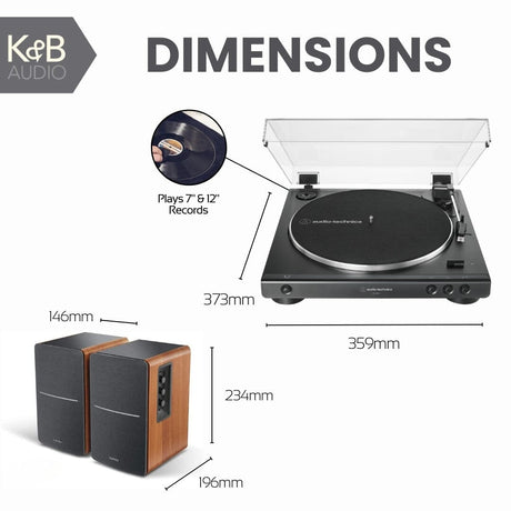 Edifier R1280DB & Audio-Technica LP60X Turntable with Bluetooth Speakers - K&B Audio