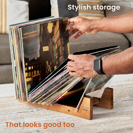 Legend Vinyl LP Record Storage Stand with Acrylic Ends - K&B Audio