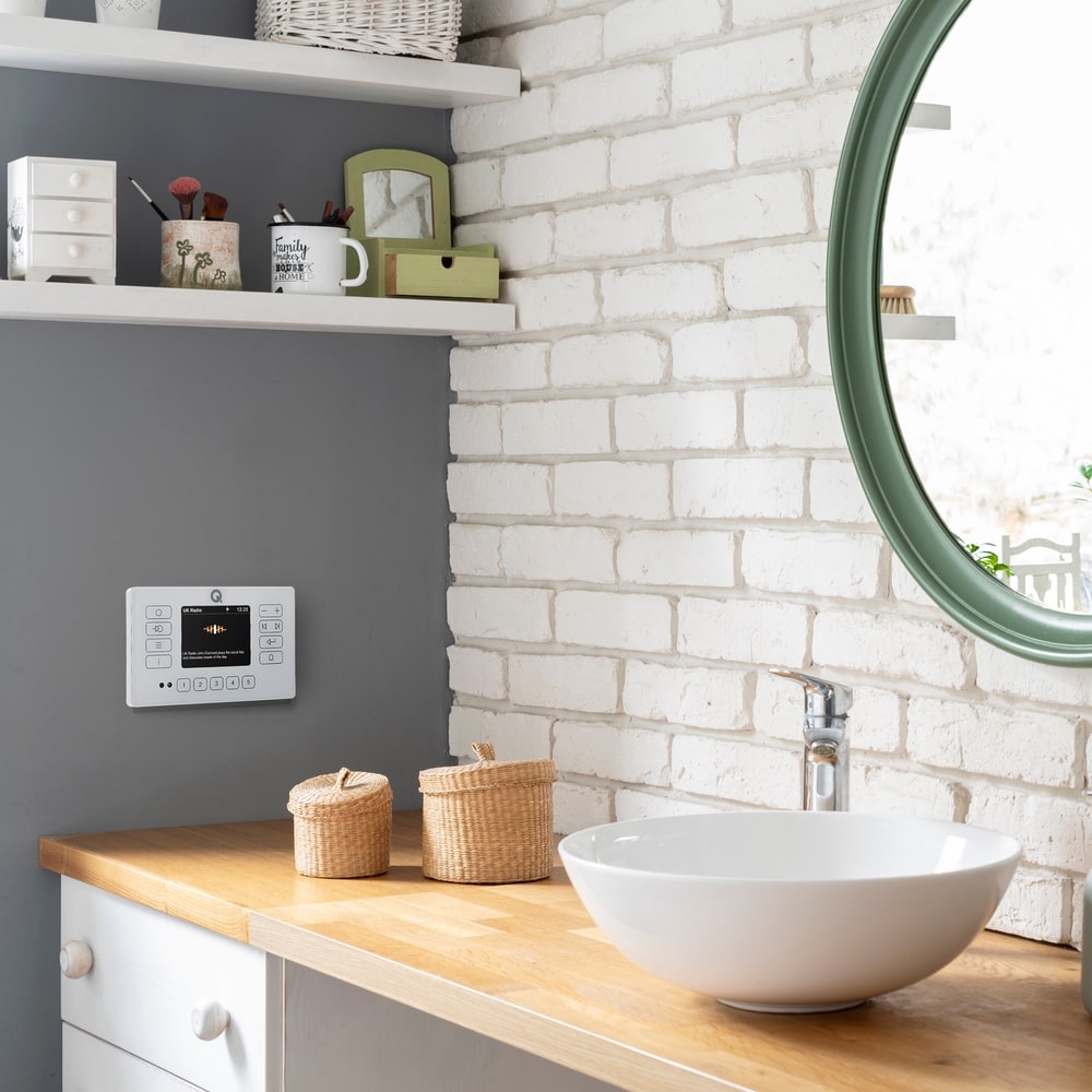 Bathroom in store wall stereo system